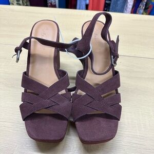 Splendid Piper Heeled Sandals Burgundy Suede, Women Size 9.5 NWOT
